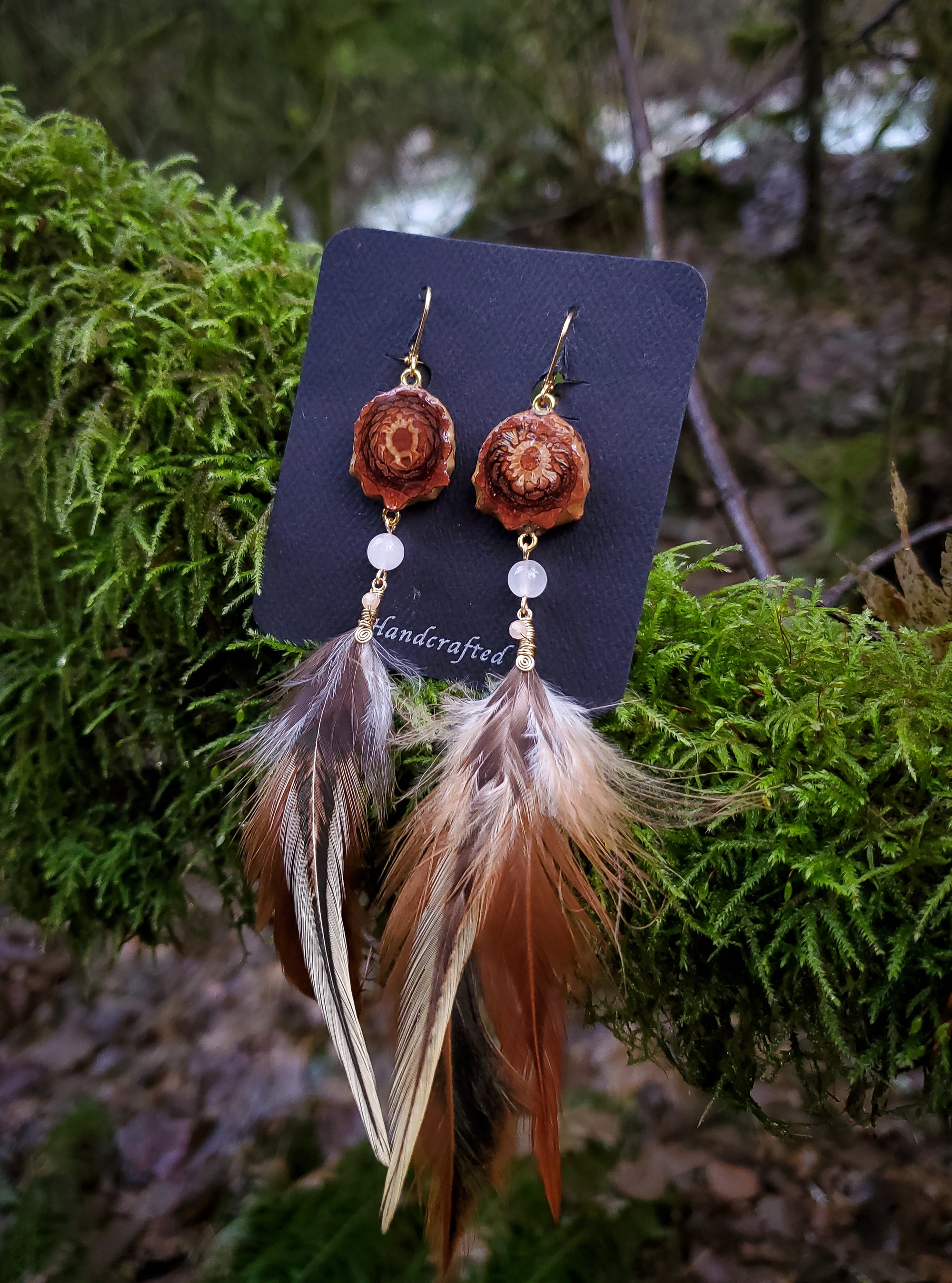Feather Pinecone Earring